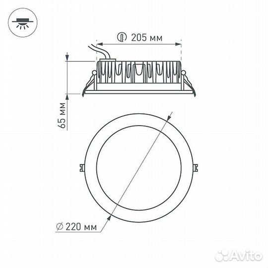 Встраиваемый светодиодный светильник Arlight LTD-220WH-Frost-30W White 021497