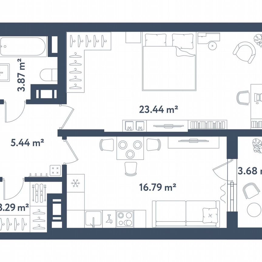 1-к. квартира, 54,7 м², 2/11 эт.