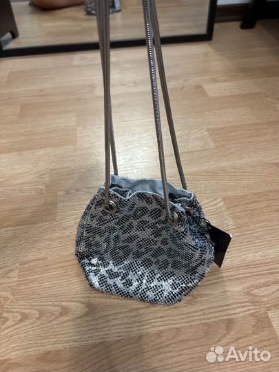 Сумка новая серебро и лео принт