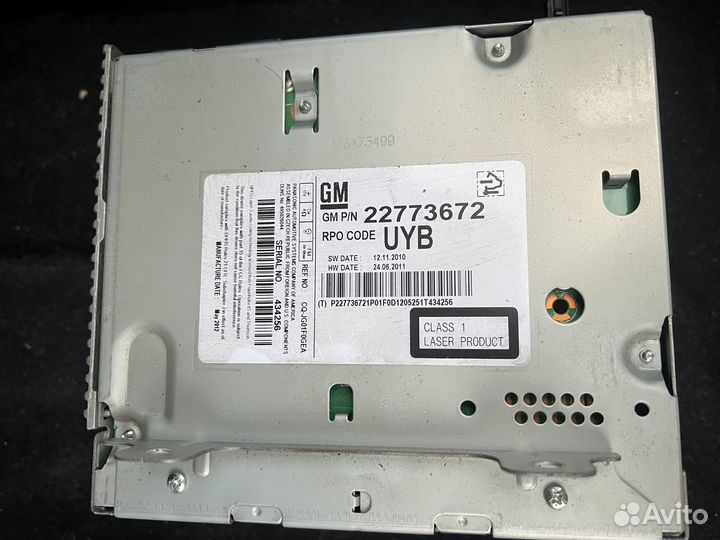 Магнитофон штатный на Chevrolet Cruze