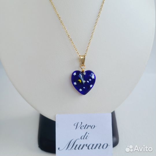 Сердце позолоченный кулон Муранское стекло