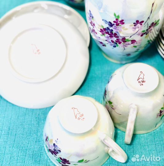 Фарфоровый чайный сервиз Багульник Дулево 96г