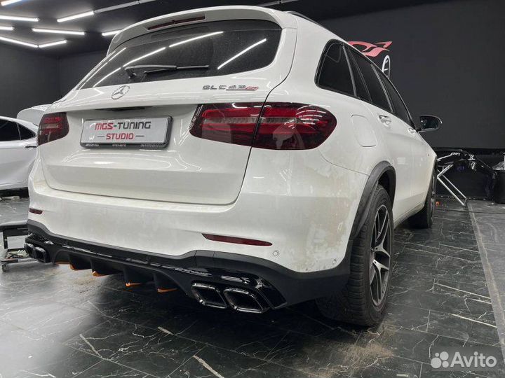 Диффузор + насадки Mercedes GLC x253 стиль 63 AMG