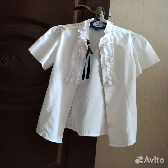 Блузка белая для девочек 128