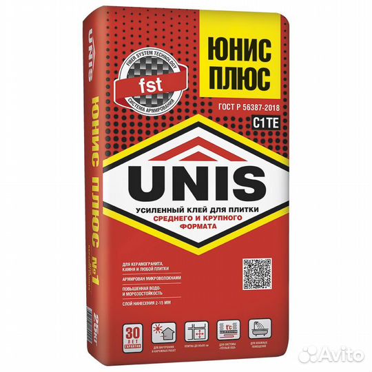 Плиточный клей unis (Юнис) Плюс 25 кг