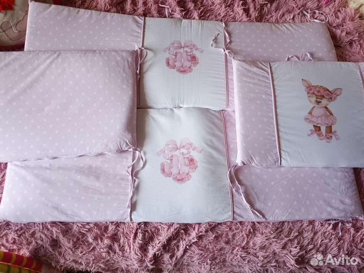 Бортики в кроватку для девочки Новые