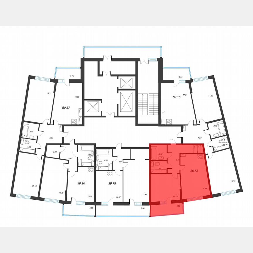 1-к. квартира, 42,8 м², 16/22 эт.
