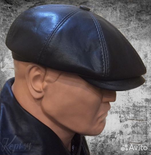 Кепка кожаная мужская, восьмиклинка новая