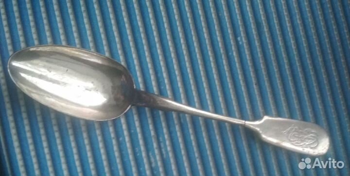 Старинная серебряная столовая ложка 84 пробы