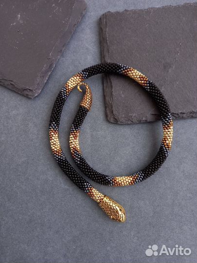 Жгут колье из бисера змея ручной работы