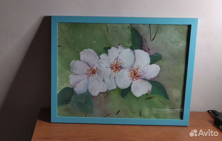 Картина интерьерная. Шиповник. Акриловые краски