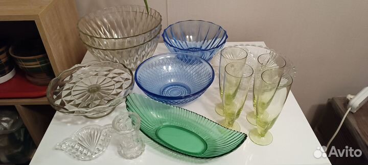 Салатники блюдо ваза стекло синее винтаж СССР