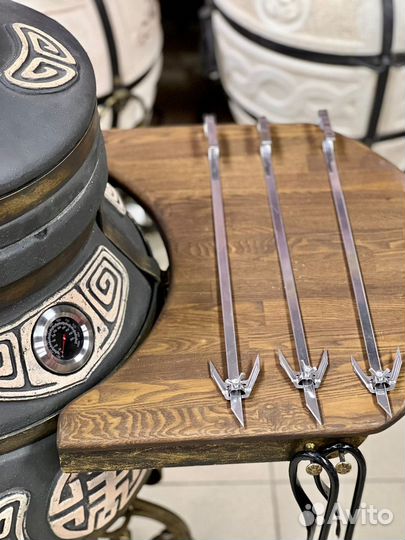 Шампуры с зажимами - фиксаторами для тандыра 10 шт