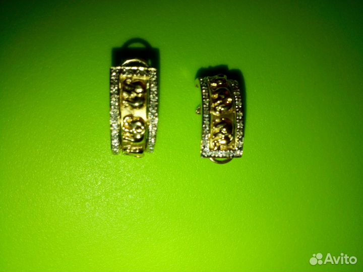 Серьги со слониками и бриллиантами
