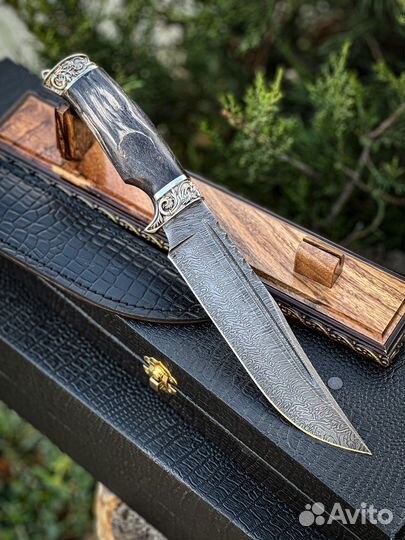 Нож хищник из дамасской стали на подарок
