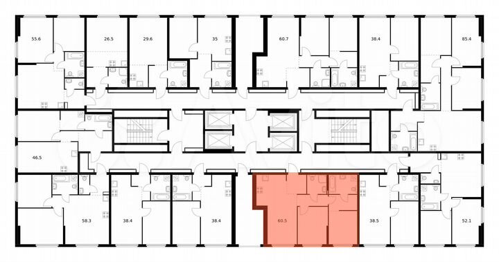 2-к. квартира, 60,5 м², 28/32 эт.