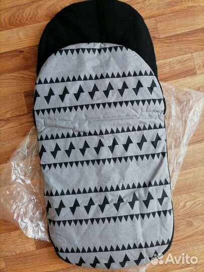 Муфта - конверт серый черный флис