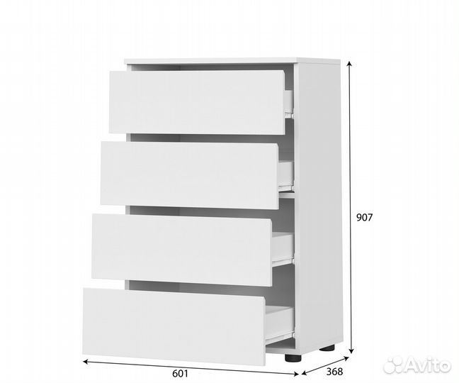 Комод 4 ящика (белый и графит серый) в наличии