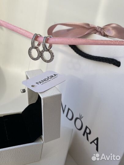 Серьги кольца Pandora Логомания