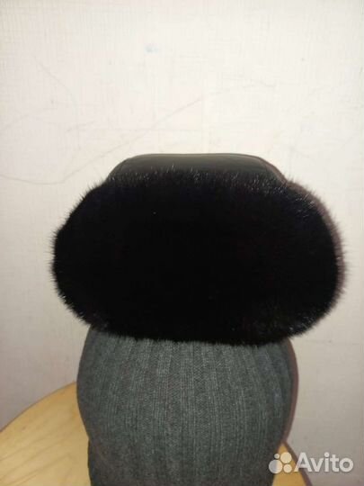 Шапка ушанка натуральная норковая плюс кожа