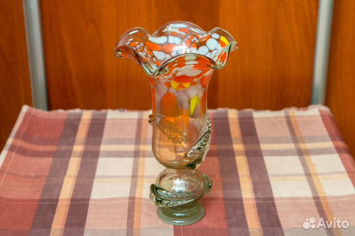 Ваза цветное стекло СССР 1970е 25см