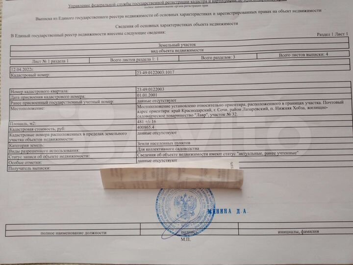 Участок 4,9 сот. (СНТ, ДНП)