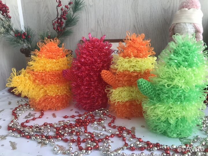 Мочалка варежка ручной работы