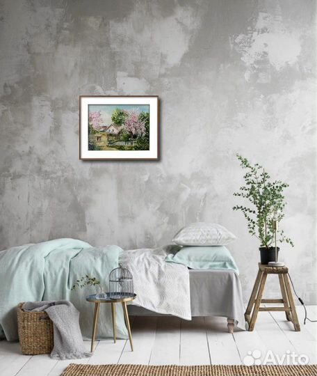 Картина маслом домик пейзаж