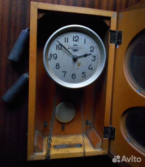 Часы с маятником и гирями Сердобский часовой завод