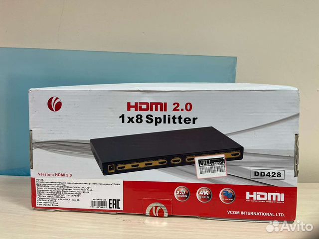 Разветвитель vcom hdmi Spliitter 1*8 2.0v dd428