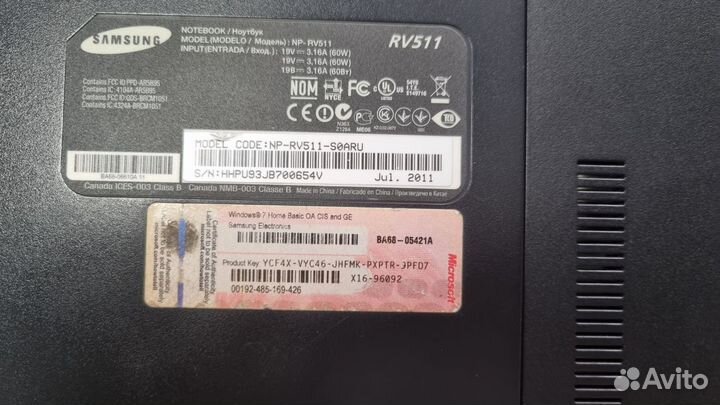 Ноутбук Samsung RV511 бу