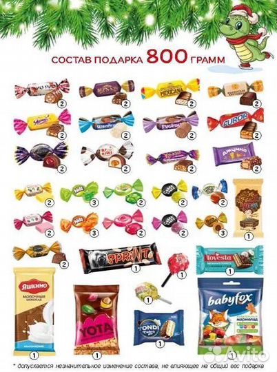 Новогодние наборы конфет 800г
