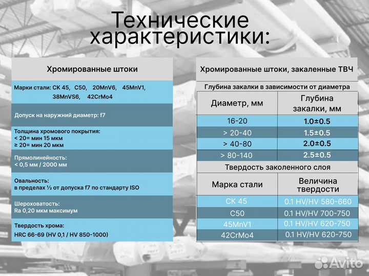 Шток хромированный пруток 100 мм ск45
