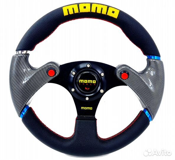 Руль momo style - Сarbon - 330мм (PVC кожа/с кнопк