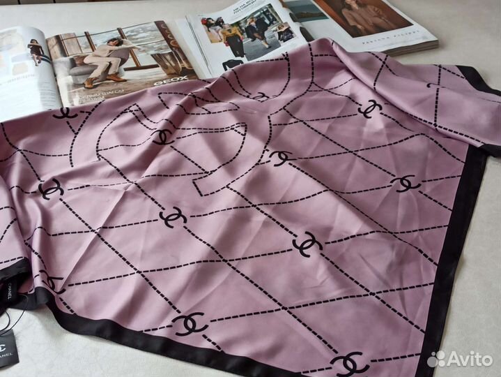 Платок Шелковый Chanel розовый новый