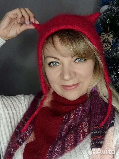 Кото-Чепчик женский с ушками вязаный на заказ