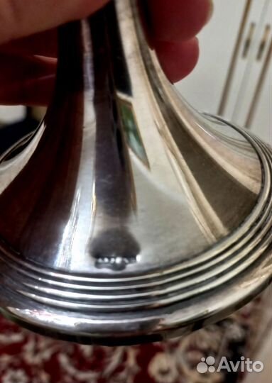 Антиквариат Ваза посеребрение на ножке, Европа