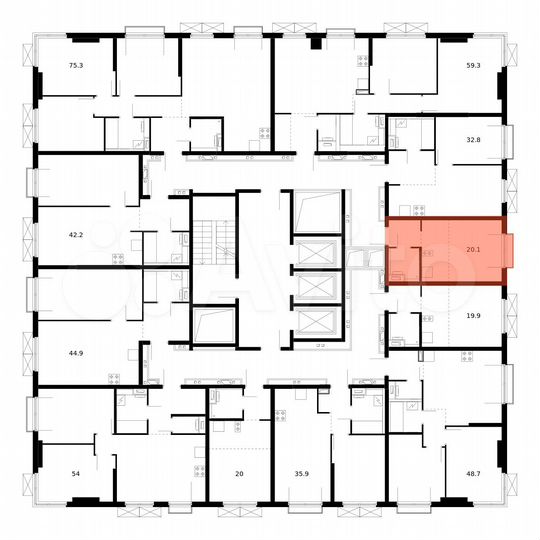Квартира-студия, 20,1 м², 9/23 эт.