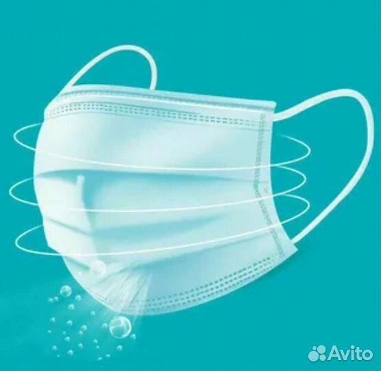 Маски одноразовые, трехслойные
