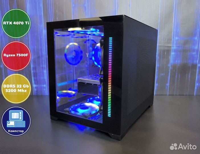 Мощный компьютер AMD7500F-RTX4070Ti-32DDR5-QPF-A620