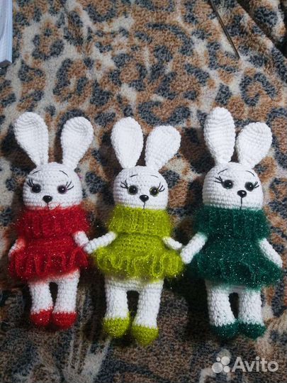 Вязаные игрушки зайка#