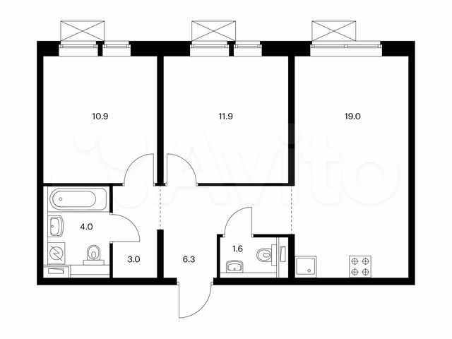 2-к. квартира, 56,7 м², 10/17 эт.