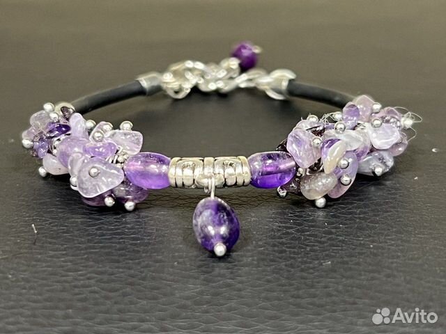 Браслет Аметист подвес по центру