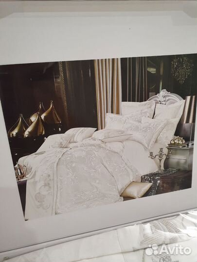 Постельное белье евро Lux сатин- жаккард. Новое