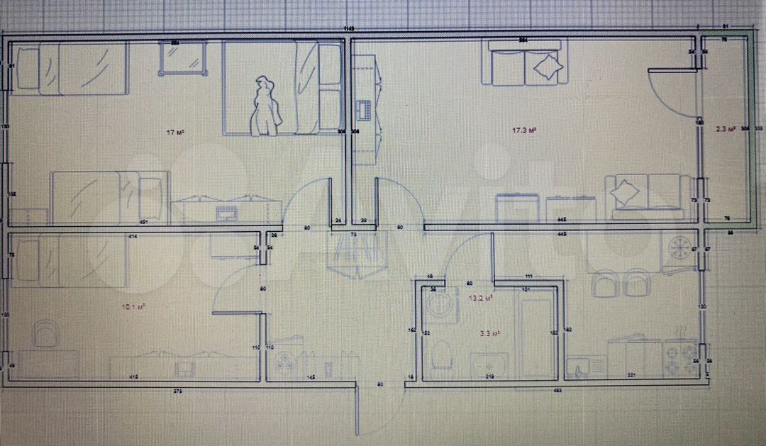 3-к. квартира, 62,3 м², 5/5 эт.