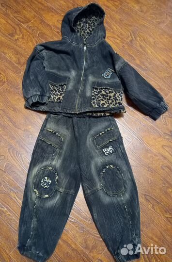 Стильный джинсовый теплый костюм на 44 размер