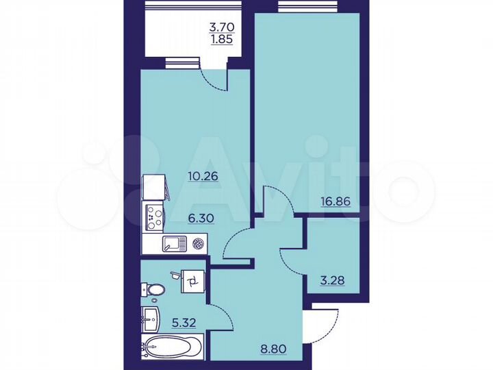 1-к. квартира, 52,7 м², 2/18 эт.