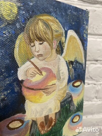 Картина маслом маленький ангелочек