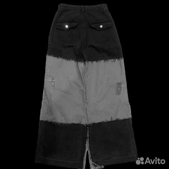 Кастомные черные широкие джинсы