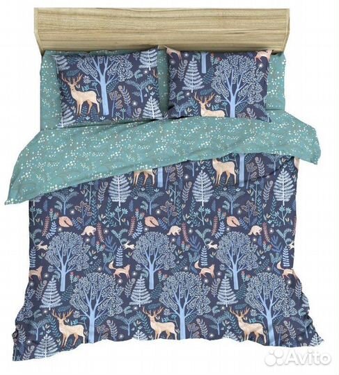 Белье постельное Олени / Совы 1,5 спальное